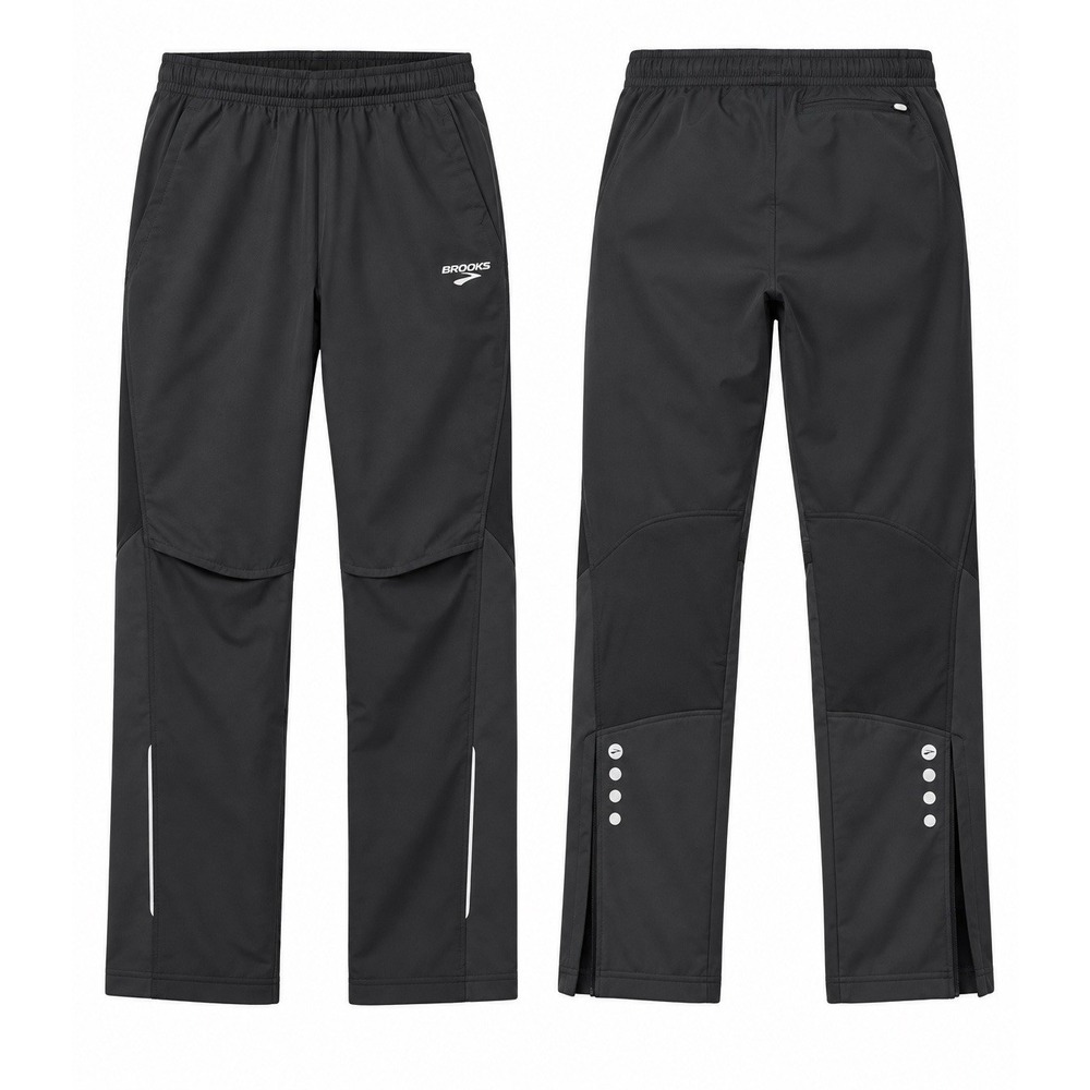 Brooks Athletic Track Pants Mens Size XL  Black Joggers Ankle Zip back Pocket